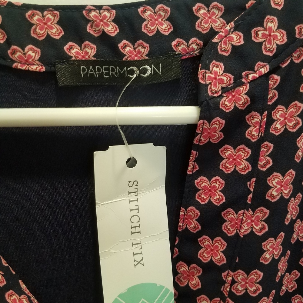 Papermoon Stitch Fix Women's Size Small Blouse Top Shirt Sleeveless Navy Blue - Picture 6 of 8